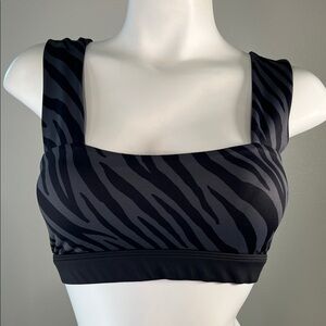 ALLFENIX Black and Gray Zebra Print Sports Bra MEDIUM